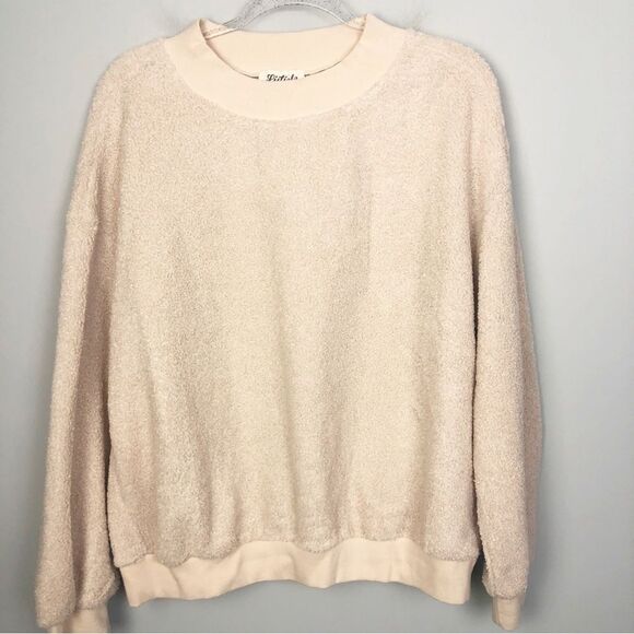 LISTICLE | Cream Crewneck Textured Pullover Sweatshirt Women’s Size Large - Picture 1 of 7